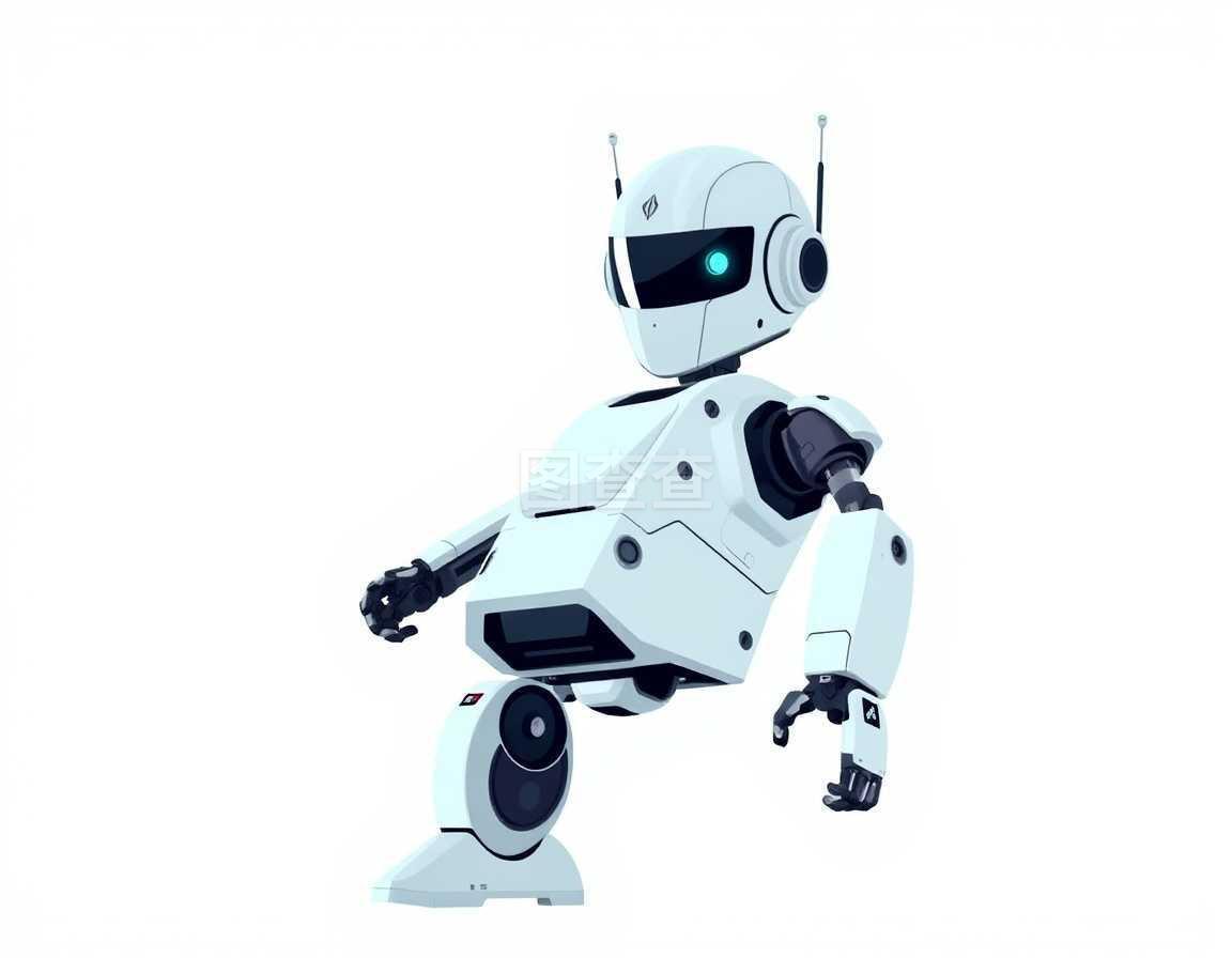 白色背景下的现代机器人 科技与美学的融合